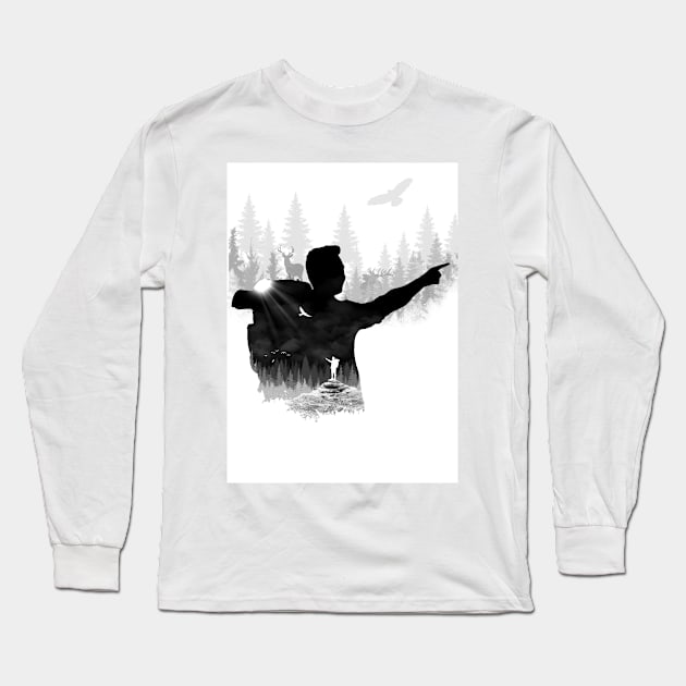 Forest man Long Sleeve T-Shirt by Dinar Omarov